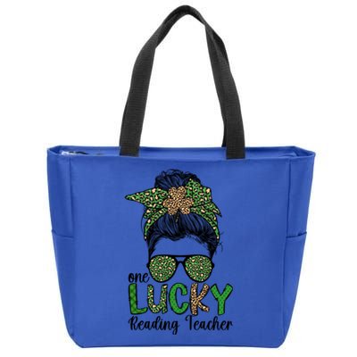 Lucky Reading Teacher St Patrick's Day Reading Specialist Funny Gift Zip Tote Bag