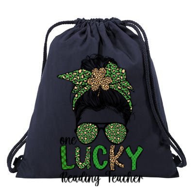 Lucky Reading Teacher St Patrick's Day Reading Specialist Funny Gift Drawstring Bag