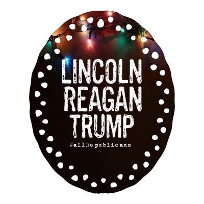 Lincoln Reagan Trump Favorite Presidents Ceramic Oval Ornament