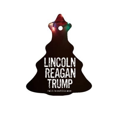 Lincoln Reagan Trump Favorite Presidents Ceramic Tree Ornament