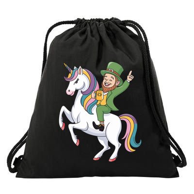 Leprechaun Riding Unicorn Happy St PatrickS Day Majestic Gift Drawstring Bag
