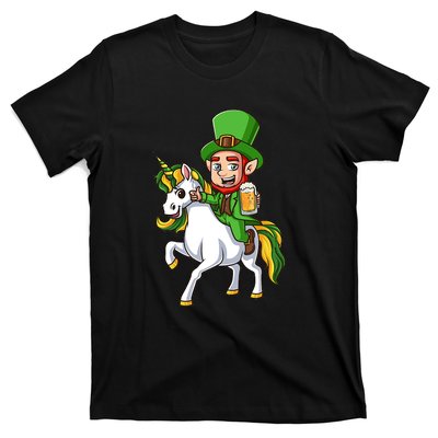 Leprechaun Riding Unicorn St Patrick Day Gift Unicorn Lover T-Shirt