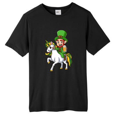 Leprechaun Riding Unicorn St Patrick Day Gift Unicorn Lover Tall Fusion ChromaSoft Performance T-Shirt