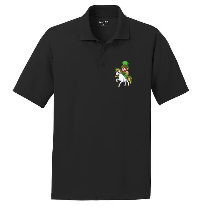 Leprechaun Riding Unicorn St Patrick Day Gift Unicorn Lover PosiCharge RacerMesh Polo