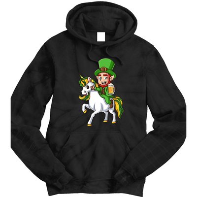 Leprechaun Riding Unicorn St Patrick Day Gift Unicorn Lover Tie Dye Hoodie