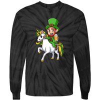 Leprechaun Riding Unicorn St Patrick Day Gift Unicorn Lover Tie-Dye Long Sleeve Shirt