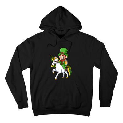 Leprechaun Riding Unicorn St Patrick Day Gift Unicorn Lover Tall Hoodie