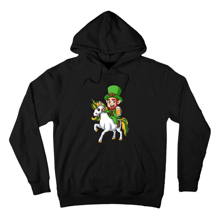 Leprechaun Riding Unicorn St Patrick Day Gift Unicorn Lover Tall Hoodie