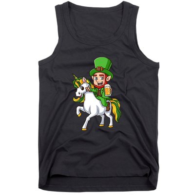 Leprechaun Riding Unicorn St Patrick Day Gift Unicorn Lover Tank Top