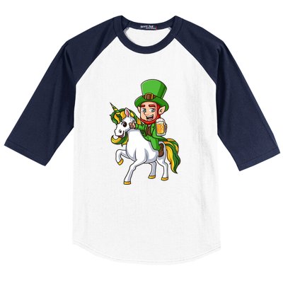 Leprechaun Riding Unicorn St Patrick Day Gift Unicorn Lover Baseball Sleeve Shirt