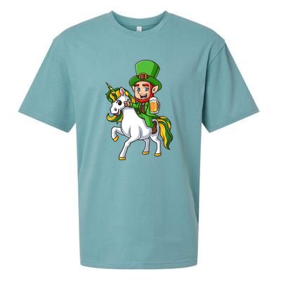 Leprechaun Riding Unicorn St Patrick Day Gift Unicorn Lover Sueded Cloud Jersey T-Shirt