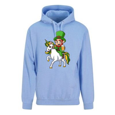 Leprechaun Riding Unicorn St Patrick Day Gift Unicorn Lover Unisex Surf Hoodie