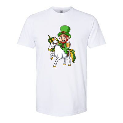 Leprechaun Riding Unicorn St Patrick Day Gift Unicorn Lover Softstyle CVC T-Shirt