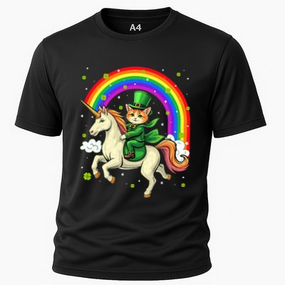 Leprechaun Riding Unicorn Rainbow St PatrickS Fun Cool Gift Performance Shirt