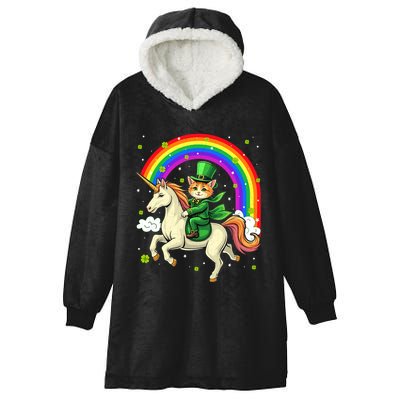 Leprechaun Riding Unicorn Rainbow St PatrickS Fun Cool Gift Hooded Wearable Blanket