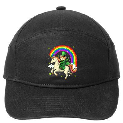 Leprechaun Riding Unicorn Rainbow St PatrickS Fun Cool Gift 7-Panel Snapback Hat