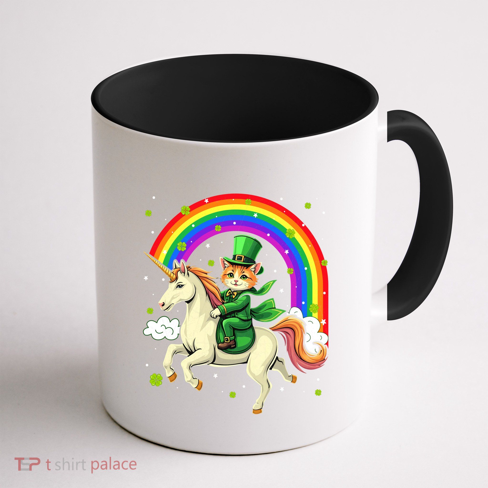 Leprechaun Riding Unicorn Rainbow St PatrickS Fun Cool Gift Mug
