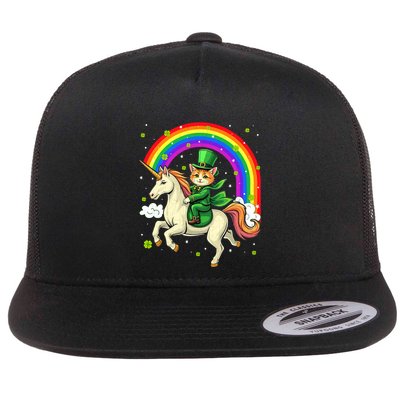 Leprechaun Riding Unicorn Rainbow St PatrickS Fun Cool Gift Flatbill Hat