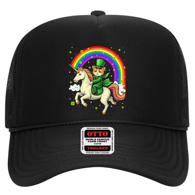 Leprechaun Riding Unicorn Rainbow St PatrickS Fun Cool Gift Trucker Hat
