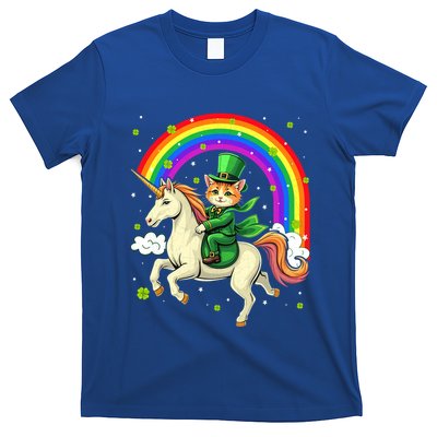 Leprechaun Riding Unicorn Rainbow St PatrickS Fun Cool Gift T-Shirt