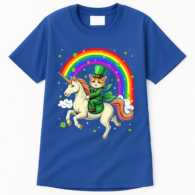 Leprechaun Riding Unicorn Rainbow St PatrickS Fun Cool Gift Tall T-Shirt