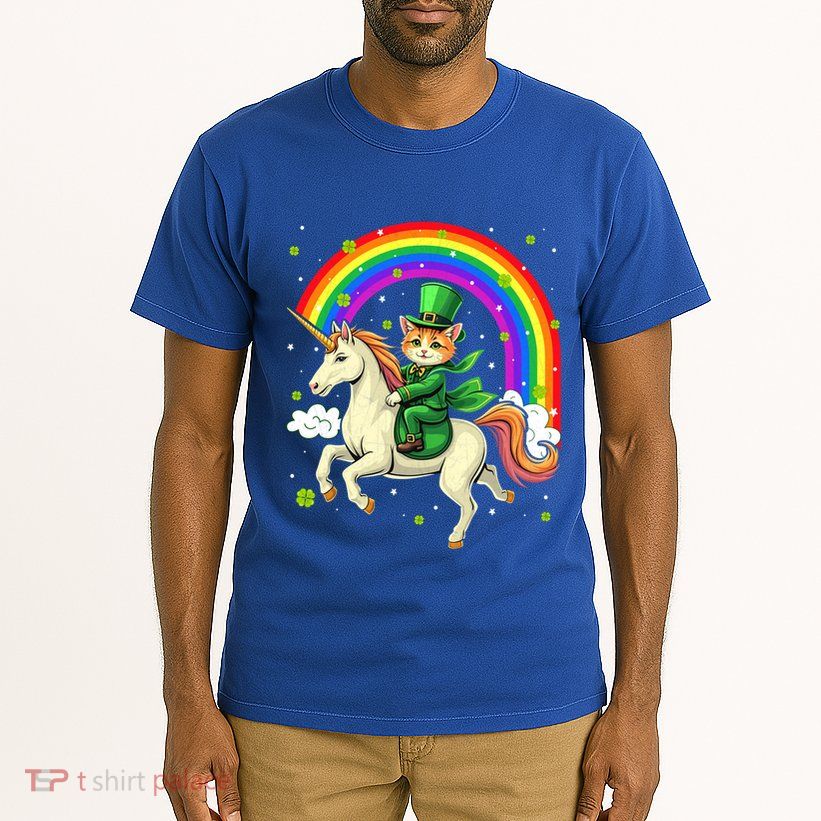 Leprechaun Riding Unicorn Rainbow St PatrickS Fun Cool Gift Tall T-Shirt
