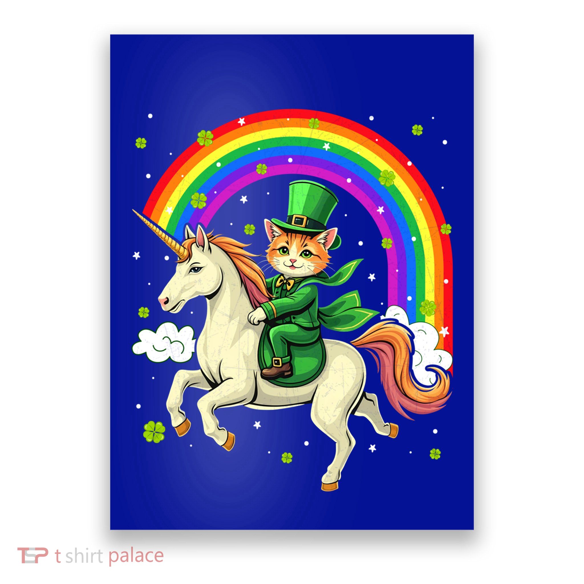 Leprechaun Riding Unicorn Rainbow St PatrickS Fun Cool Gift Poster