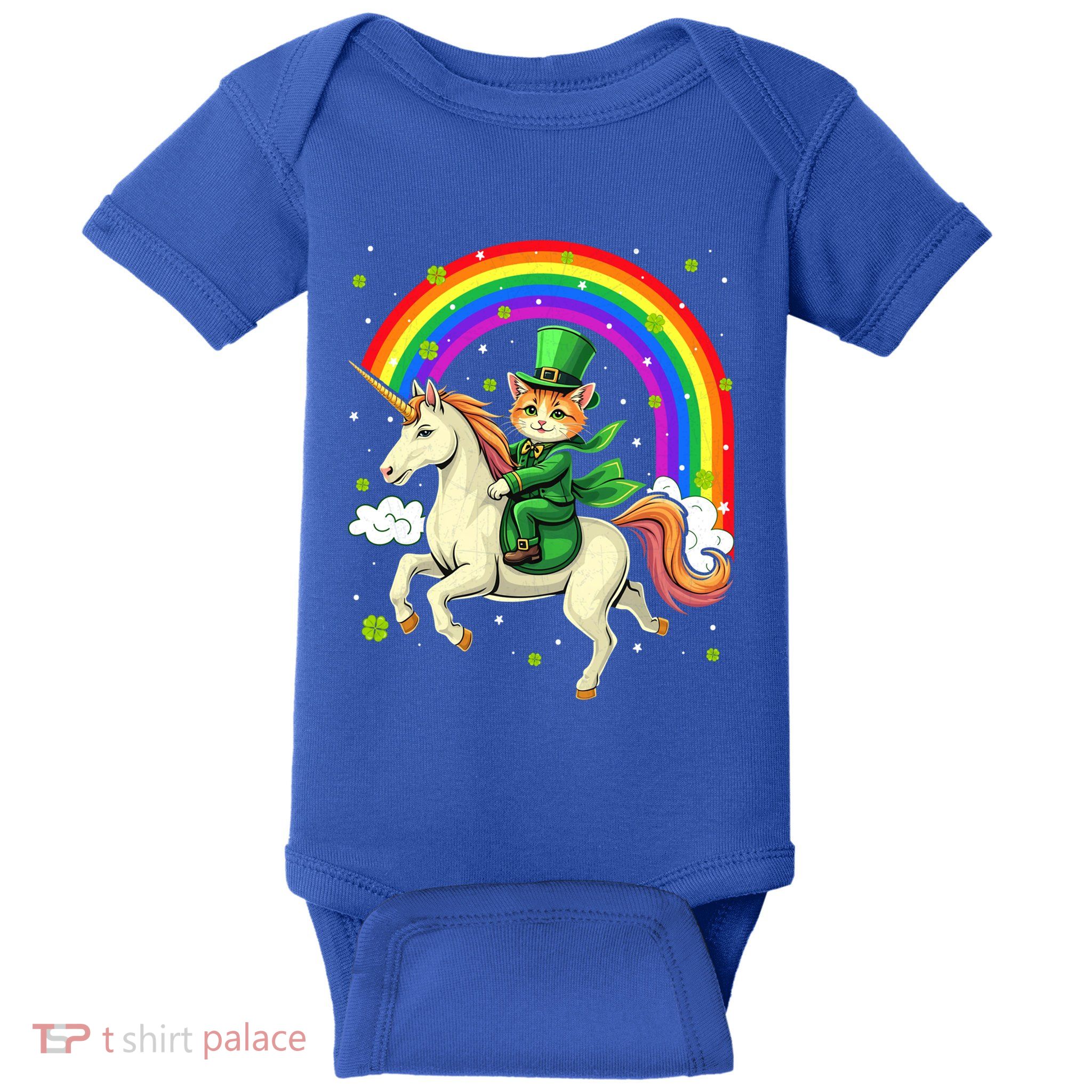 Leprechaun Riding Unicorn Rainbow St PatrickS Fun Cool Gift Baby Bodysuit