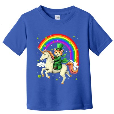 Leprechaun Riding Unicorn Rainbow St PatrickS Fun Cool Gift Toddler T-Shirt