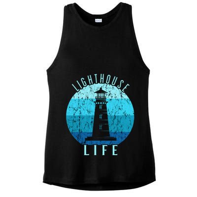 Lighthouse Retro Vintage Lighthouse Life Seaside Boating Ladies PosiCharge Tri-Blend Wicking Tank