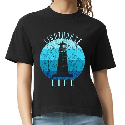 Lighthouse Retro Vintage Lighthouse Life Seaside Boating Comfort Colors Boxy T-Shirt