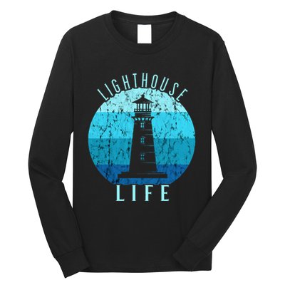 Lighthouse Retro Vintage Lighthouse Life Seaside Boating Long Sleeve Shirt