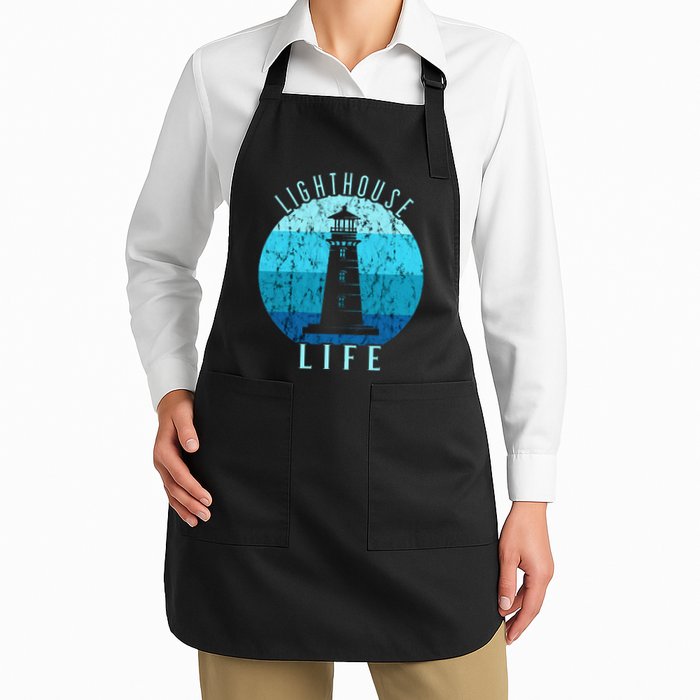 Lighthouse Retro Vintage Lighthouse Life Seaside Boating Full-Length Apron With Pockets