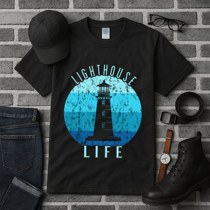 Lighthouse Retro Vintage Lighthouse Life Seaside Boating Tall T-Shirt