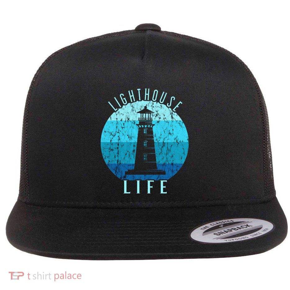 Lighthouse Retro Vintage Lighthouse Life Seaside Boating Flatbill Hat