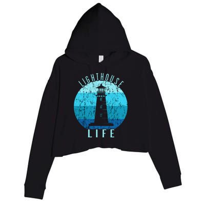 Lighthouse Retro Vintage Lighthouse Life Seaside Boating Crop Fleece Hoodie