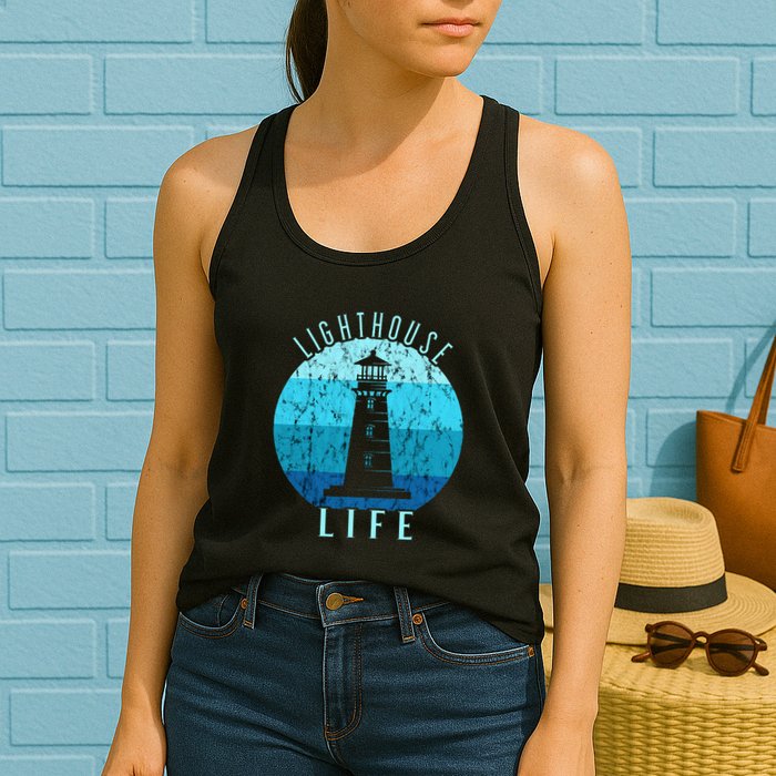Lighthouse Retro Vintage Lighthouse Life Seaside Boating Womens Tank Top