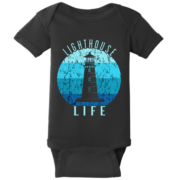 Lighthouse Retro Vintage Lighthouse Life Seaside Boating Baby Bodysuit
