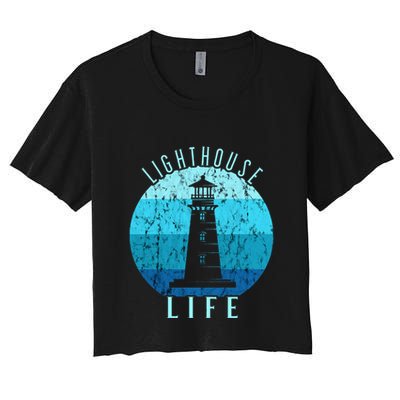 Lighthouse Retro Vintage Lighthouse Life Seaside Boating Crop Top