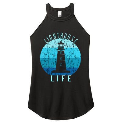 Lighthouse Retro Vintage Lighthouse Life Seaside Boating Women's Perfect Tri Rocker Tank