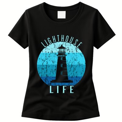 Lighthouse Retro Vintage Lighthouse Life Seaside Boating Womens T-Shirt