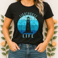 Lighthouse Retro Vintage Lighthouse Life Seaside Boating Womens T-Shirt