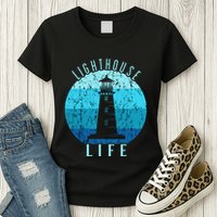Lighthouse Retro Vintage Lighthouse Life Seaside Boating Womens T-Shirt