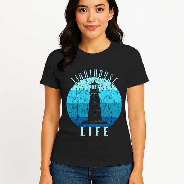 Lighthouse Retro Vintage Lighthouse Life Seaside Boating Womens T-Shirt