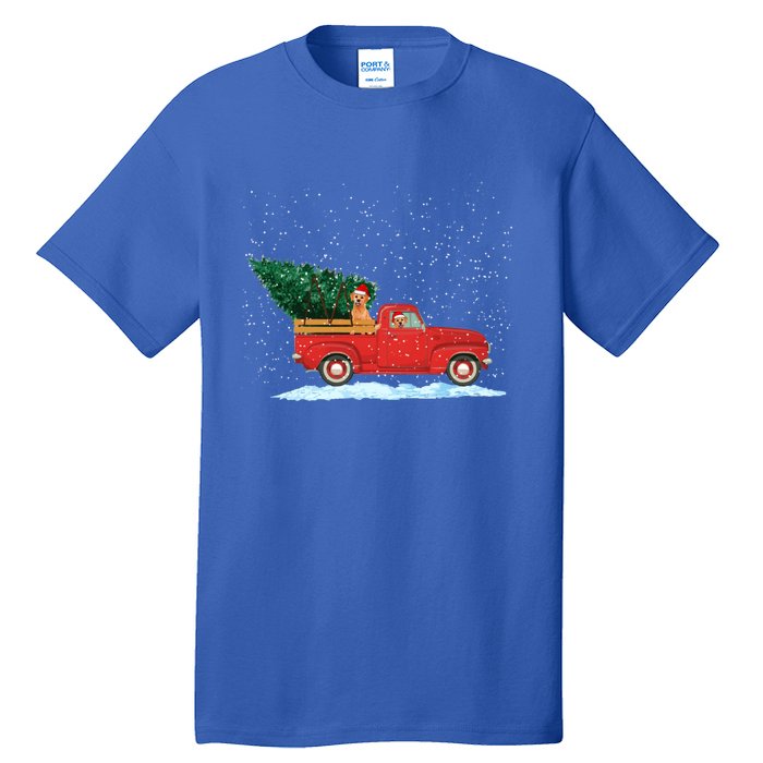 Labrador Retriever Vintage Red Pickup Truck Christmas Tree Funny Gift Tall T-Shirt