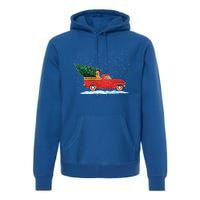 Labrador Retriever Vintage Red Pickup Truck Christmas Tree Funny Gift Premium Hoodie