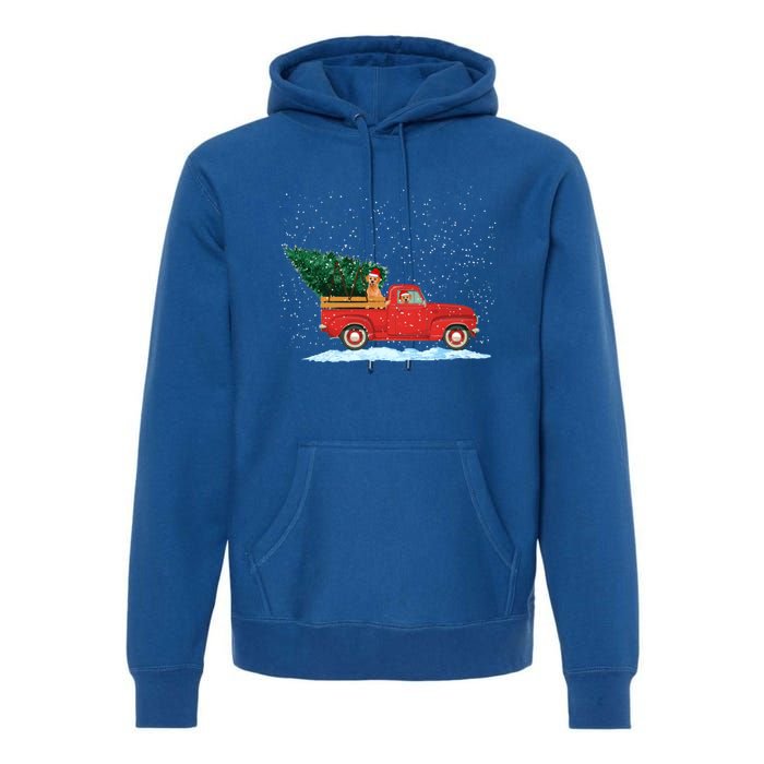 Labrador Retriever Vintage Red Pickup Truck Christmas Tree Funny Gift Premium Hoodie