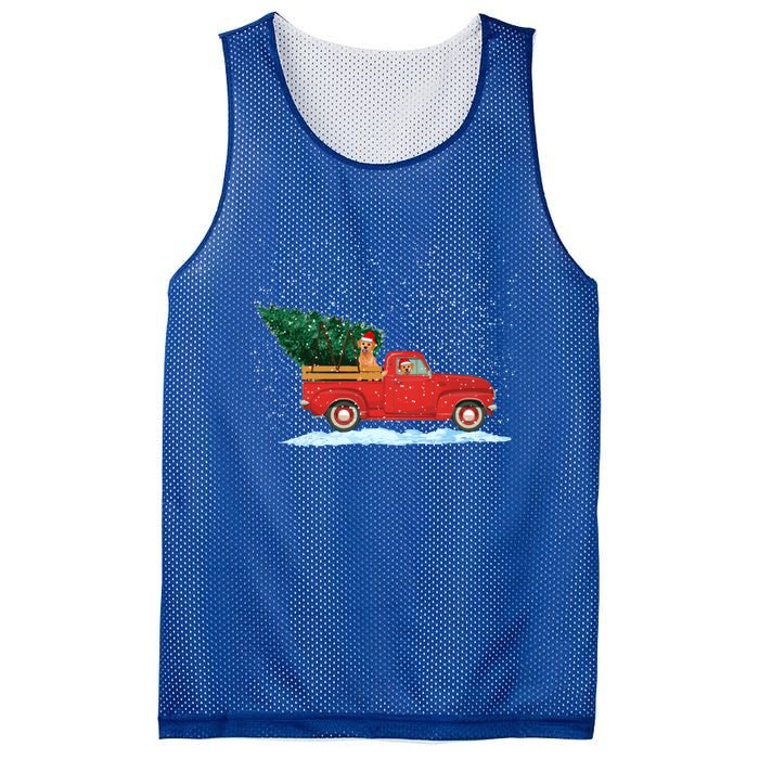 Labrador Retriever Vintage Red Pickup Truck Christmas Tree Funny Gift Mesh Reversible Basketball Jersey Tank