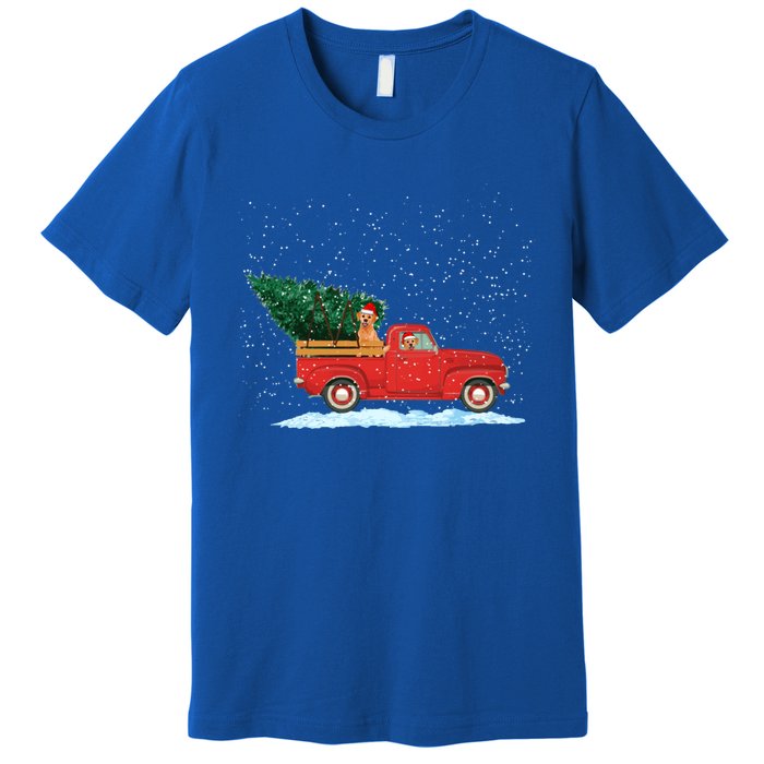 Labrador Retriever Vintage Red Pickup Truck Christmas Tree Funny Gift Premium T-Shirt