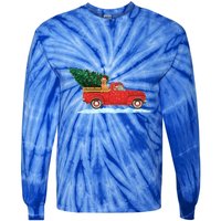 Labrador Retriever Vintage Red Pickup Truck Christmas Tree Funny Gift Tie-Dye Long Sleeve Shirt